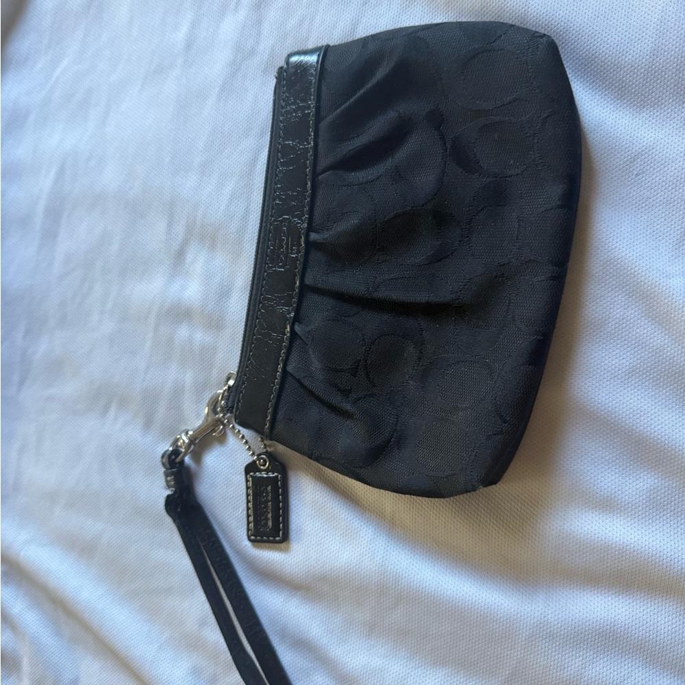 Coach Black Signature Wristlet Clutch